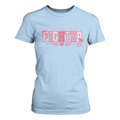 Breast Cancer Fighter Support T Shirt For Women Pink Coquette Bow Ribbon Strength