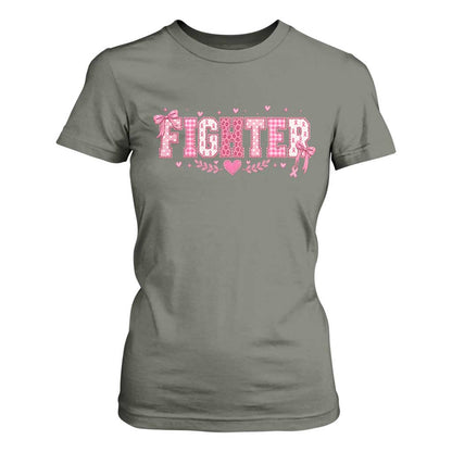 Breast Cancer Fighter Support T Shirt For Women Pink Coquette Bow Ribbon Strength