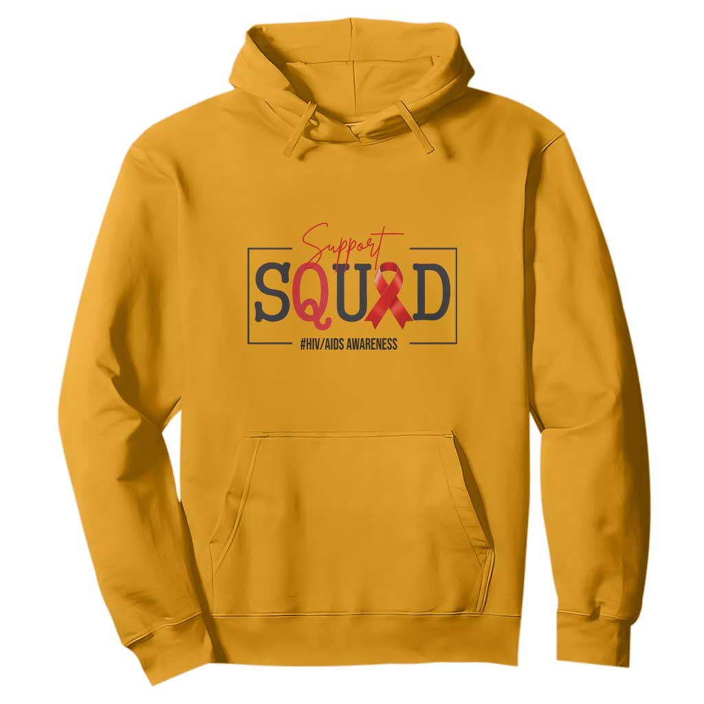 Support Squad Red Ribbon HIV AIDS Support Month Gift Hoodie