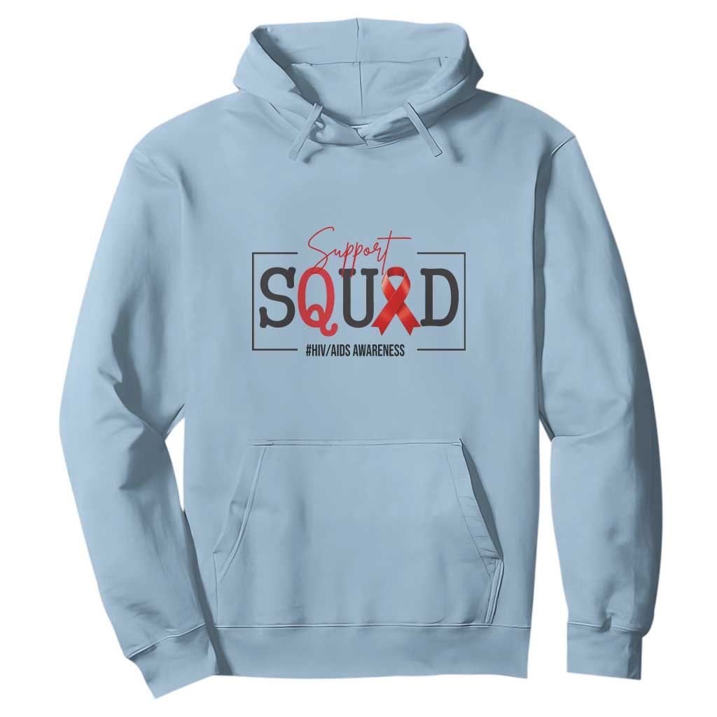Support Squad Red Ribbon HIV AIDS Support Month Gift Hoodie