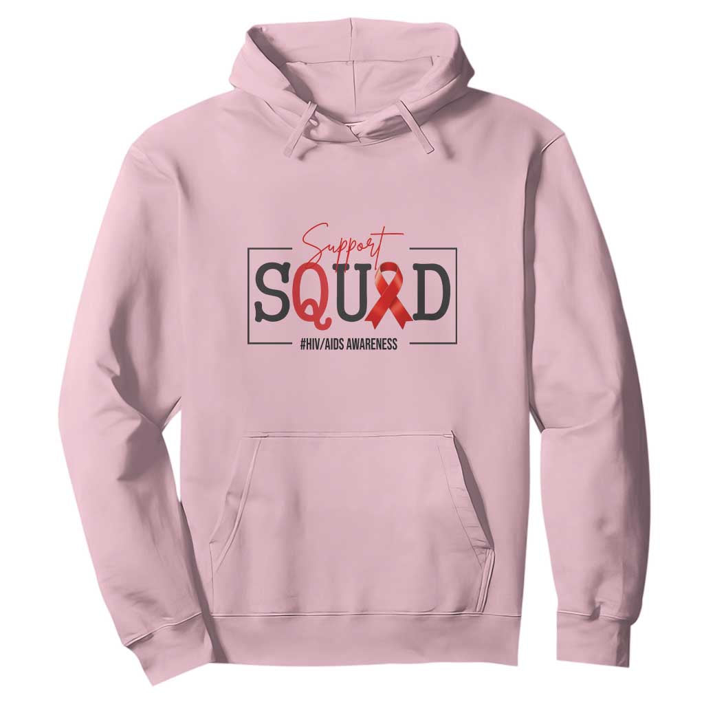Support Squad Red Ribbon HIV AIDS Support Month Gift Hoodie