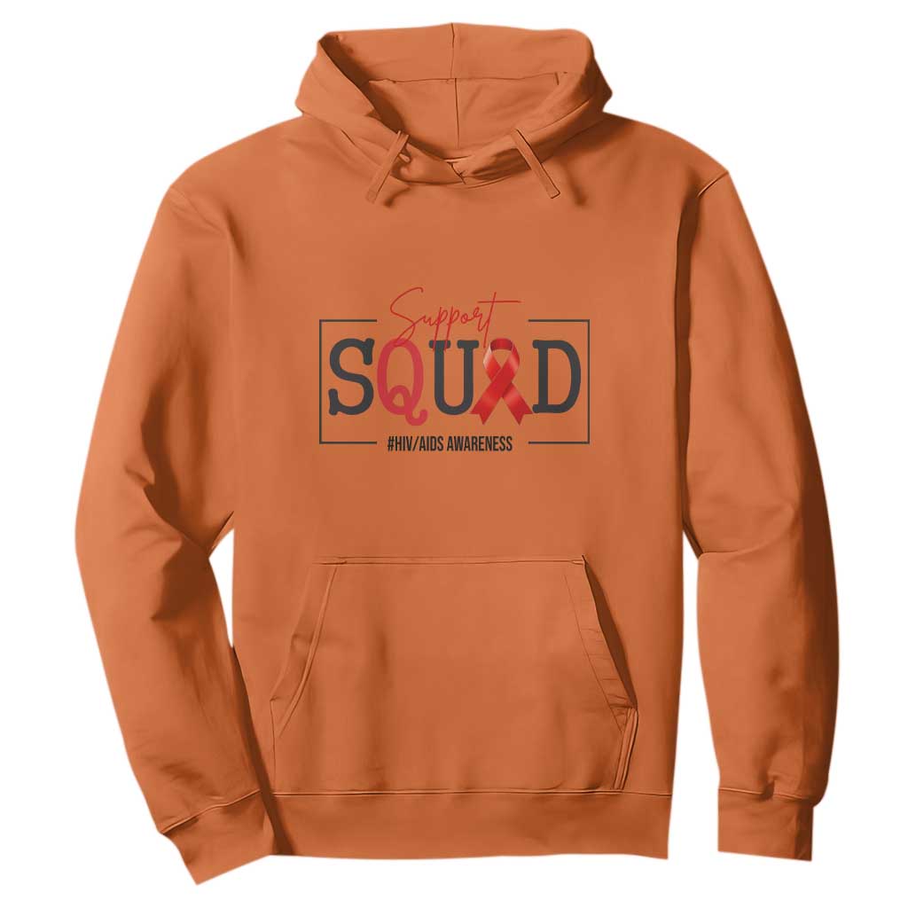 Support Squad Red Ribbon HIV AIDS Support Month Gift Hoodie