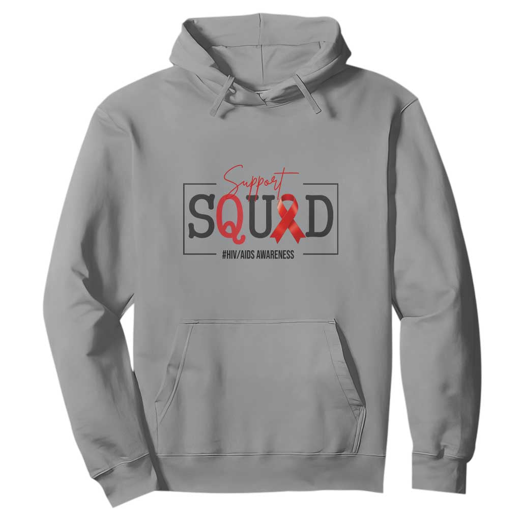 Support Squad Red Ribbon HIV AIDS Support Month Gift Hoodie