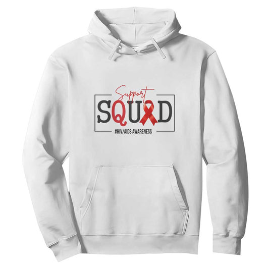 Support Squad Red Ribbon HIV AIDS Support Month Gift Hoodie