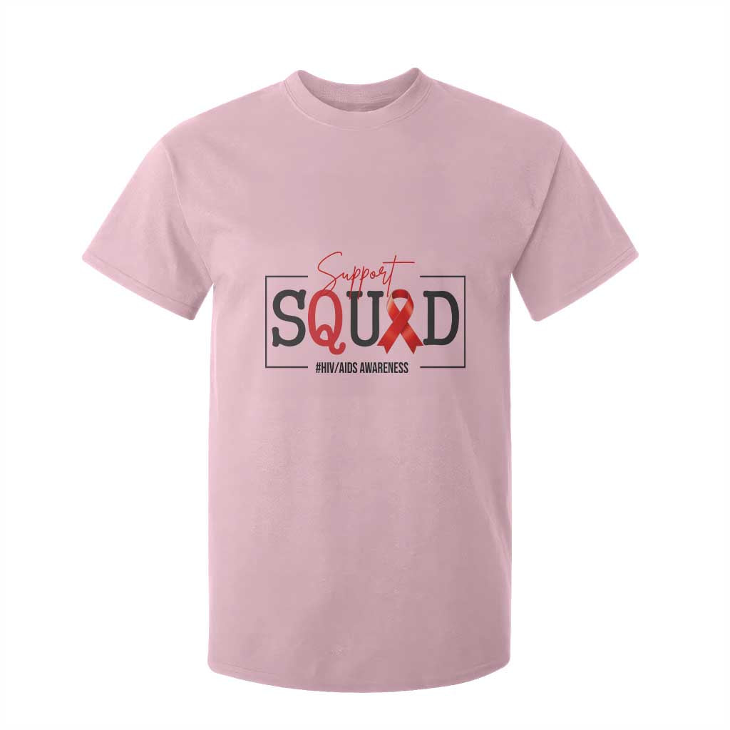 Support Squad Red Ribbon HIV AIDS Support Month Gift T Shirt For Kid