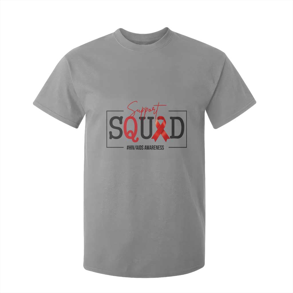 Support Squad Red Ribbon HIV AIDS Support Month Gift T Shirt For Kid