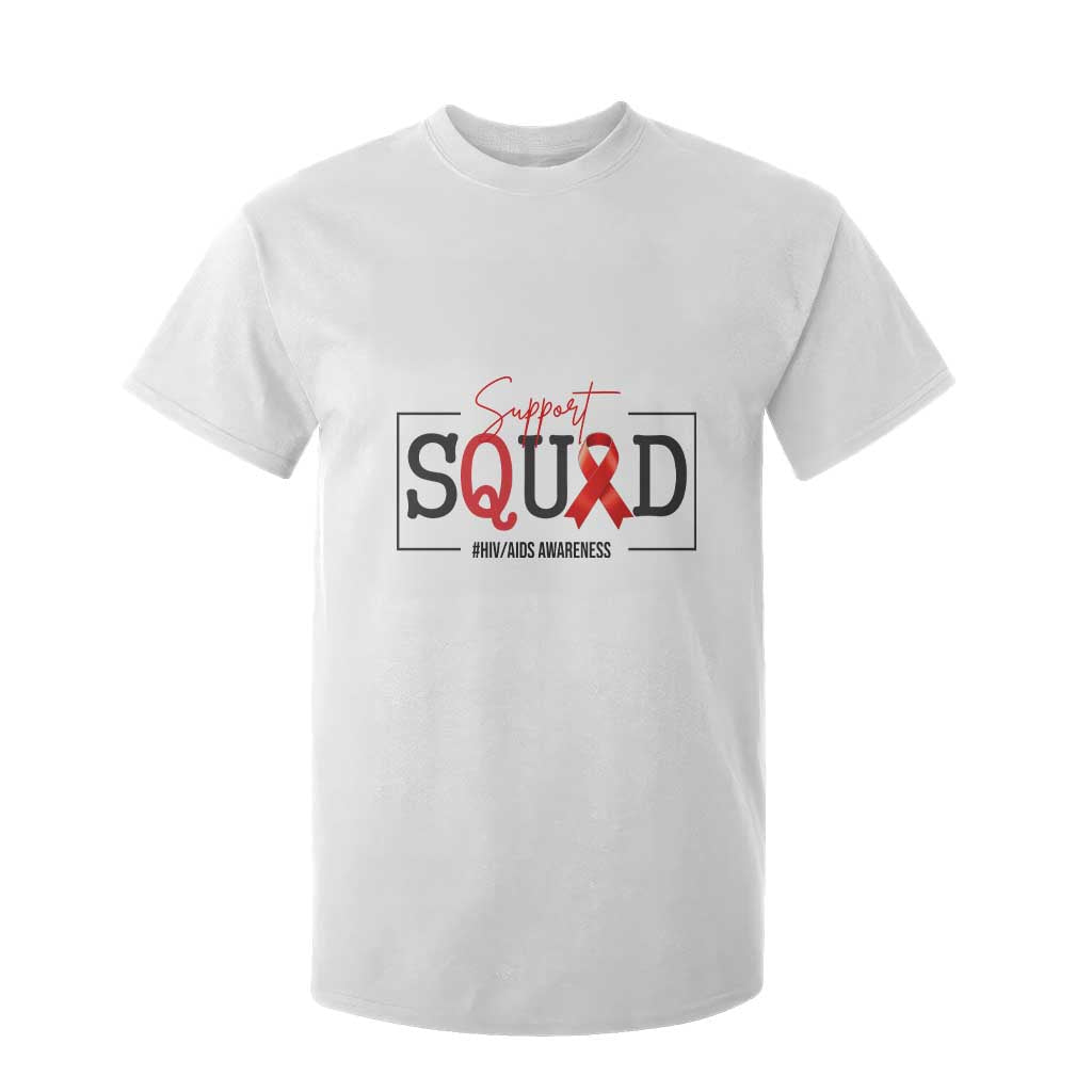Support Squad Red Ribbon HIV AIDS Support Month Gift T Shirt For Kid