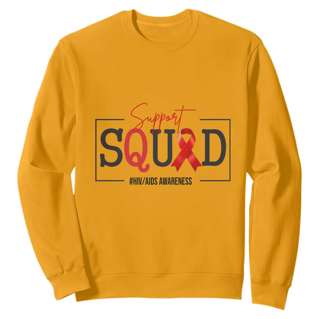 Support Squad Red Ribbon HIV AIDS Support Month Gift Sweatshirt
