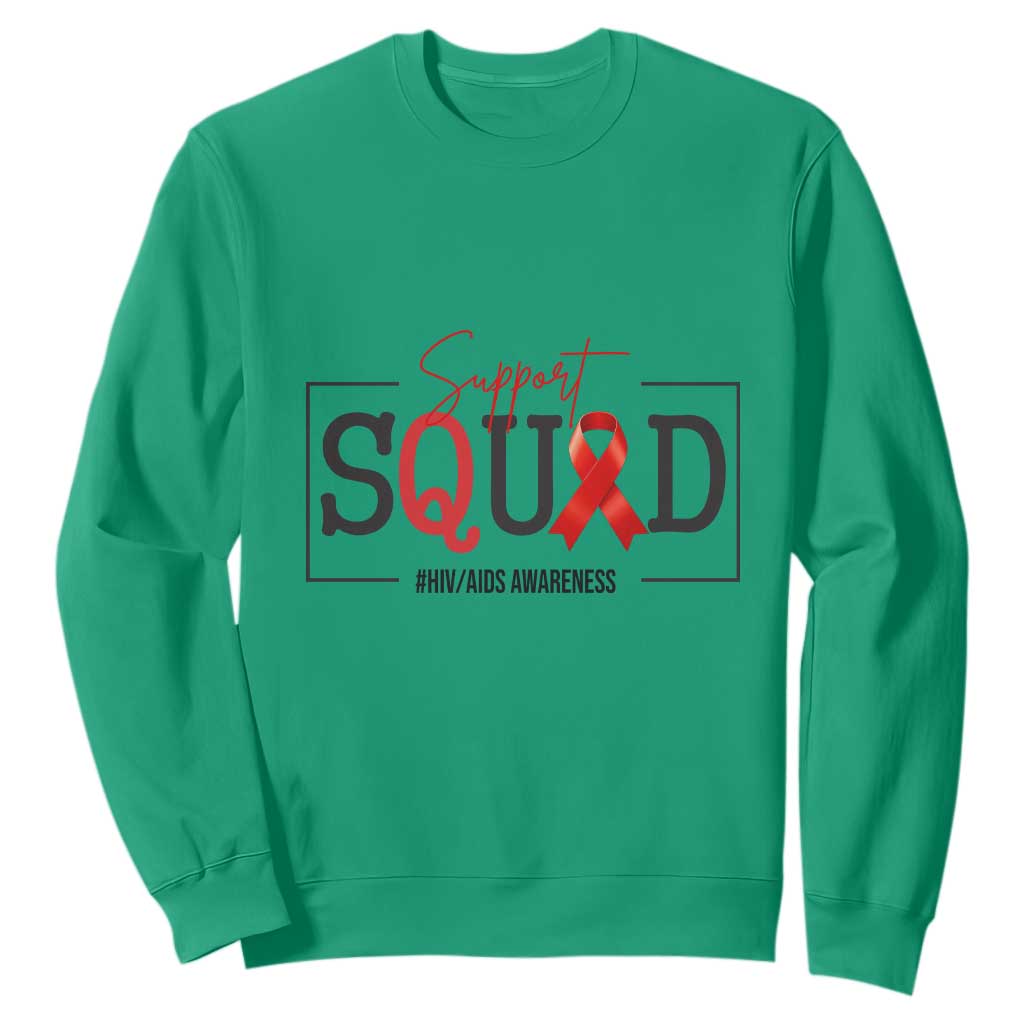 Support Squad Red Ribbon HIV AIDS Support Month Gift Sweatshirt