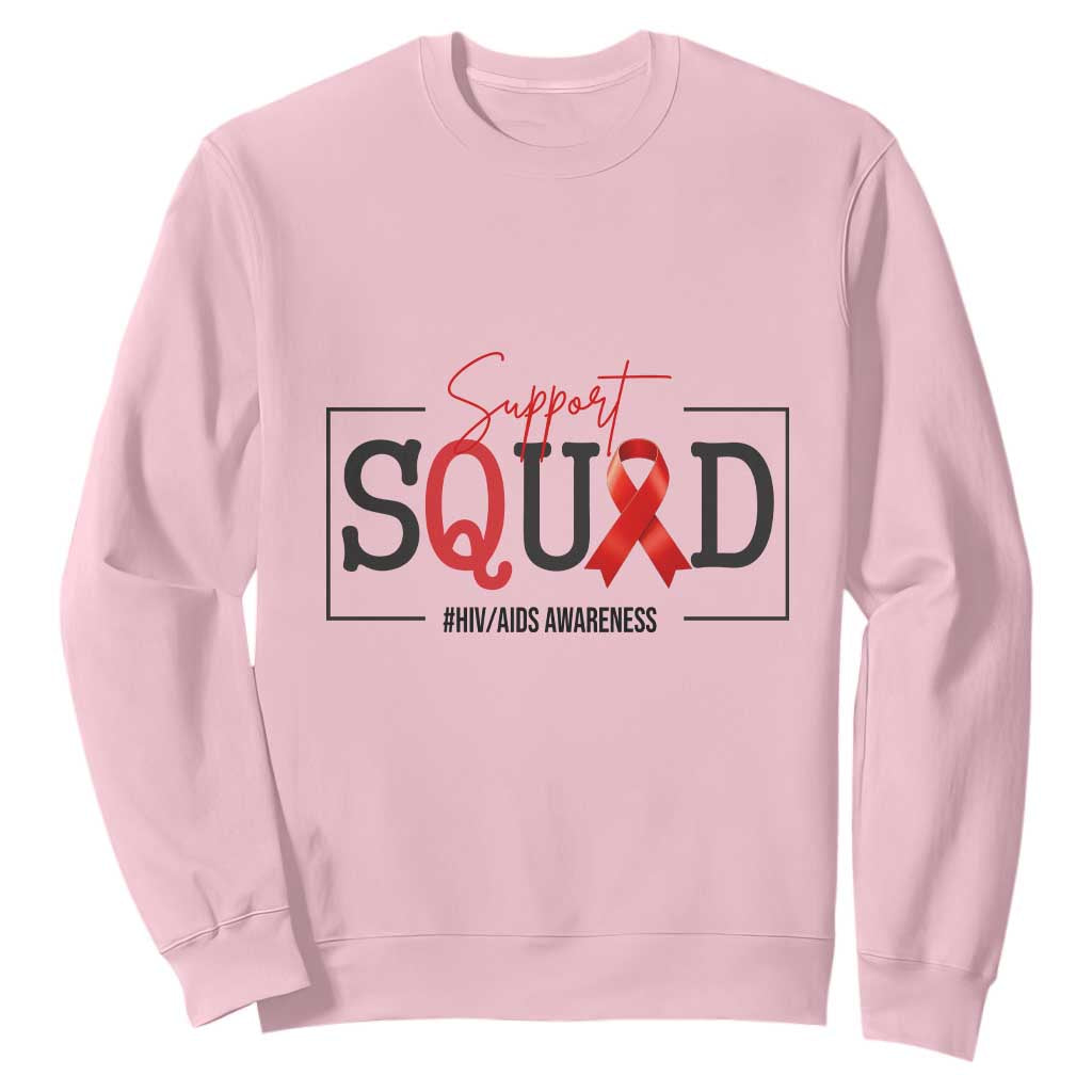 Support Squad Red Ribbon HIV AIDS Support Month Gift Sweatshirt