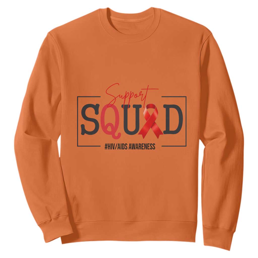 Support Squad Red Ribbon HIV AIDS Support Month Gift Sweatshirt