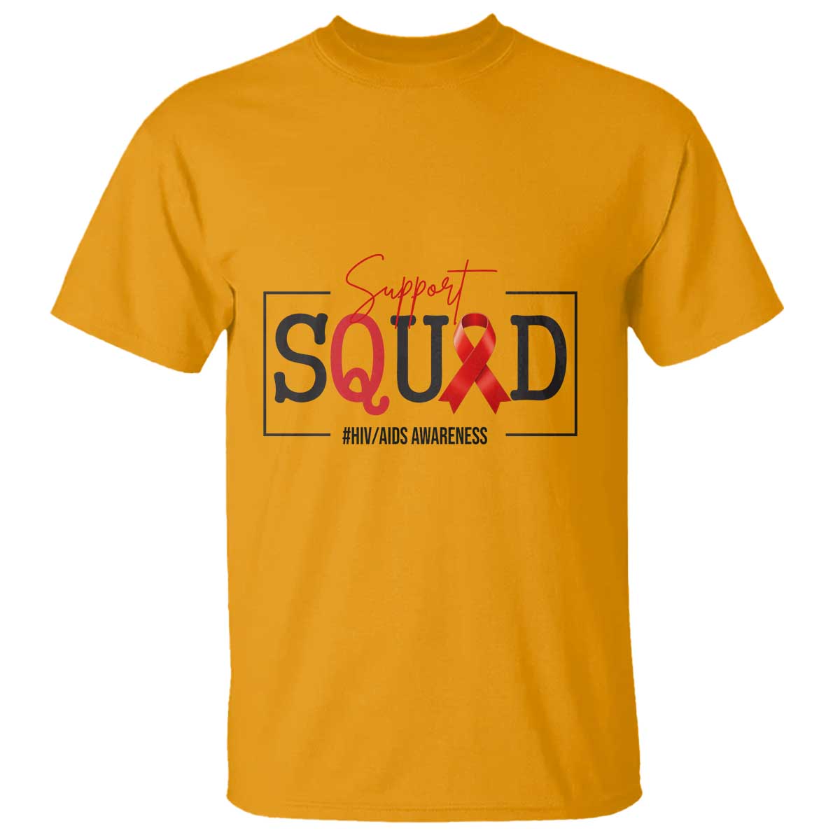 Support Squad Red Ribbon HIV AIDS Support Month Gift T Shirt
