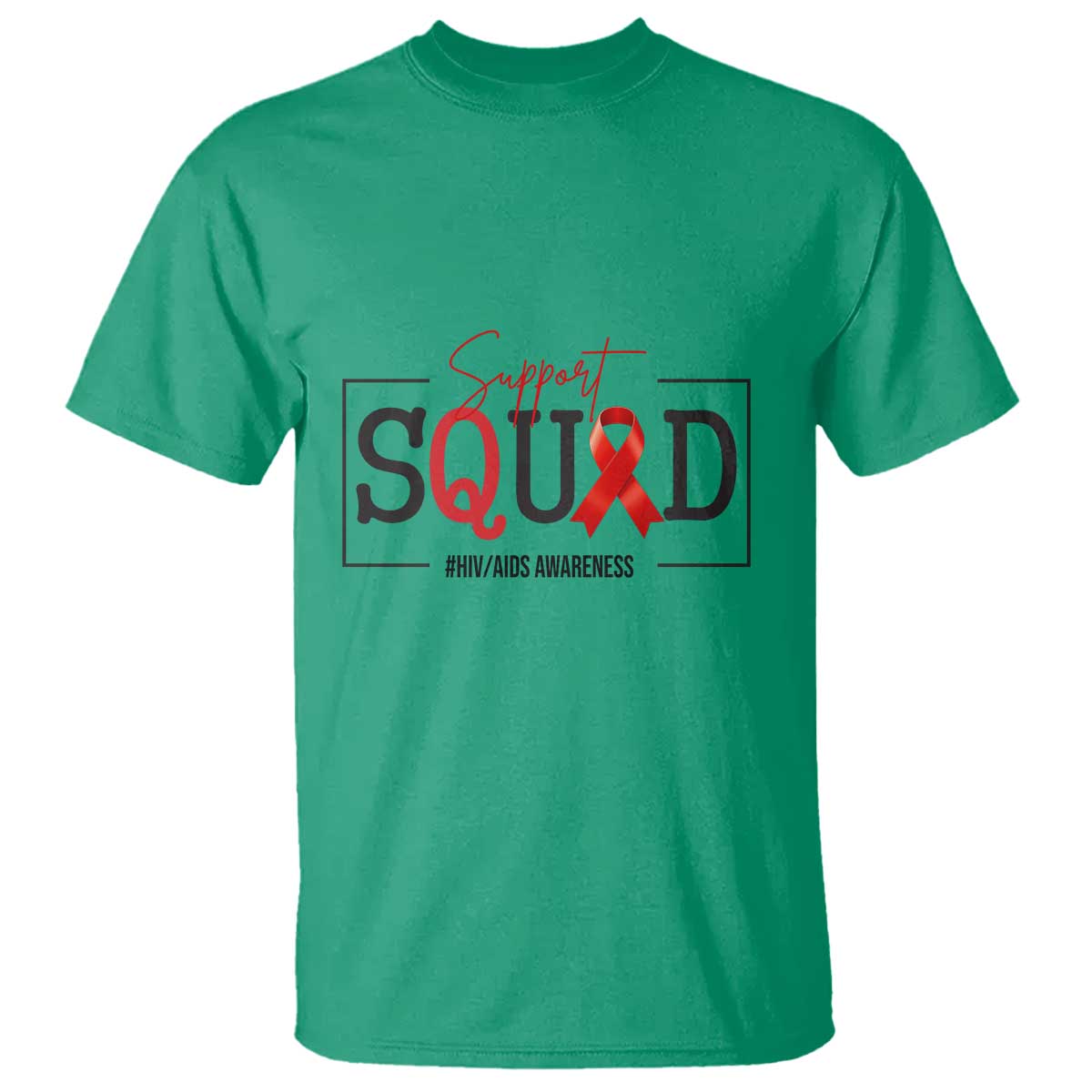 Support Squad Red Ribbon HIV AIDS Support Month Gift T Shirt