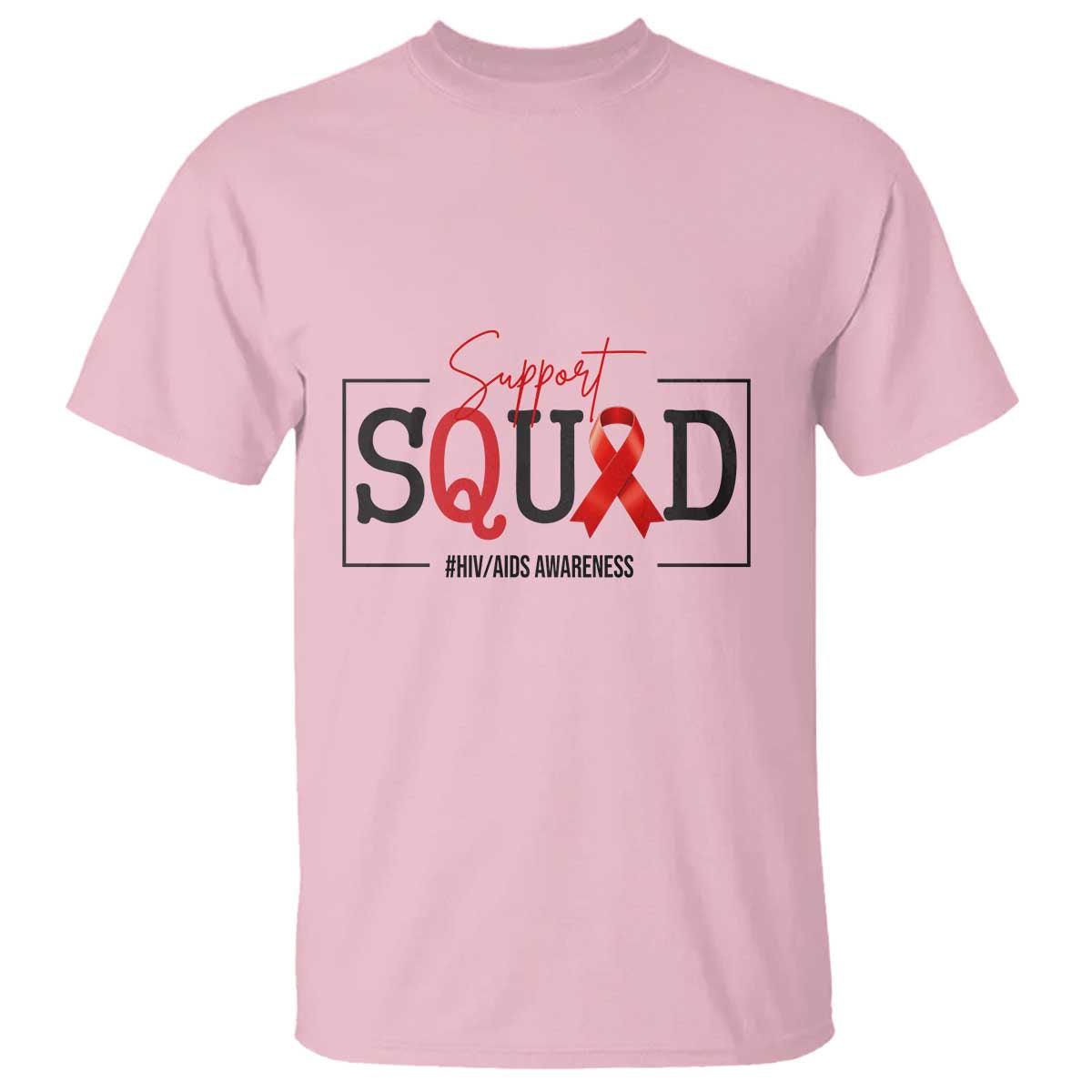 Support Squad Red Ribbon HIV AIDS Support Month Gift T Shirt