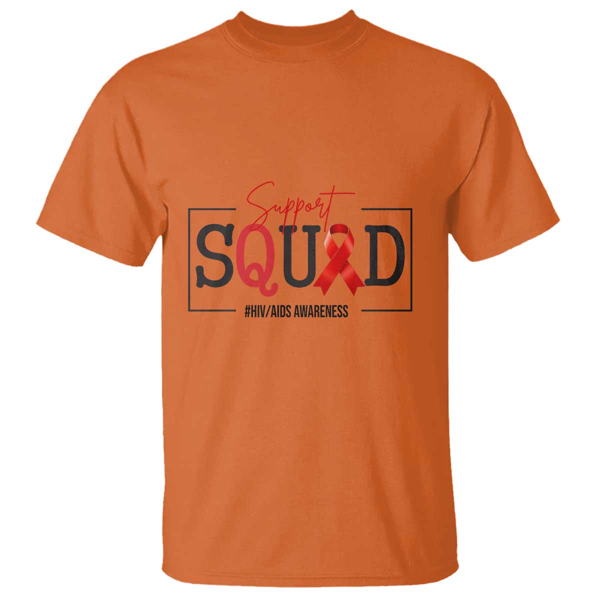 Support Squad Red Ribbon HIV AIDS Support Month Gift T Shirt