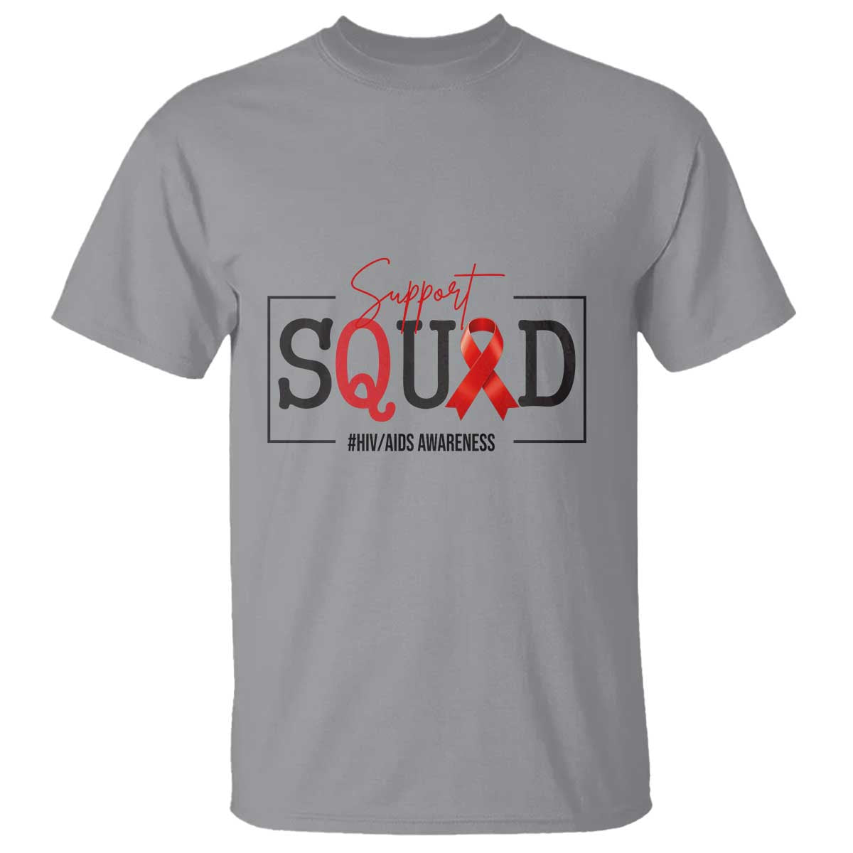 Support Squad Red Ribbon HIV AIDS Support Month Gift T Shirt