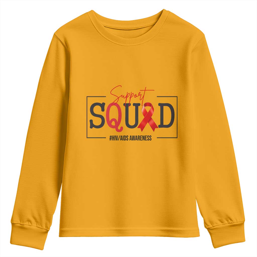 Support Squad Red Ribbon HIV AIDS Support Month Gift Youth Sweatshirt