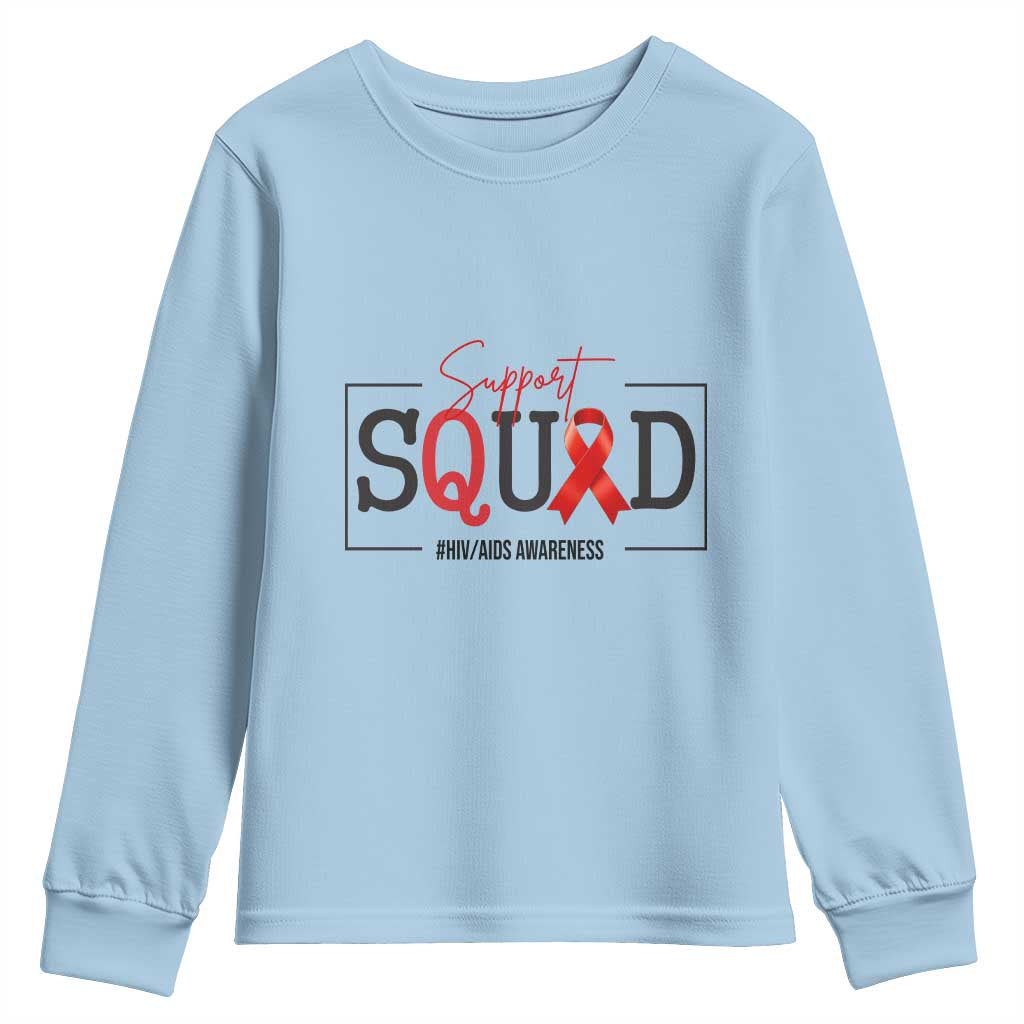 Support Squad Red Ribbon HIV AIDS Support Month Gift Youth Sweatshirt