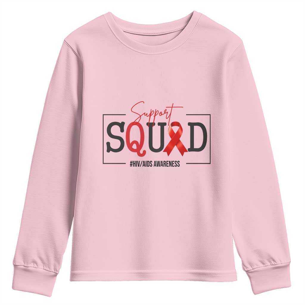 Support Squad Red Ribbon HIV AIDS Support Month Gift Youth Sweatshirt