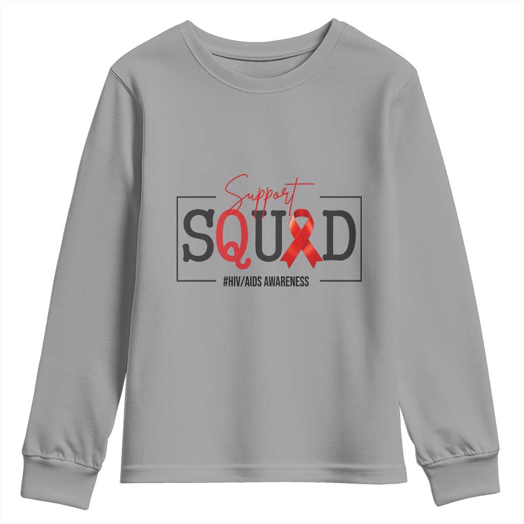 Support Squad Red Ribbon HIV AIDS Support Month Gift Youth Sweatshirt