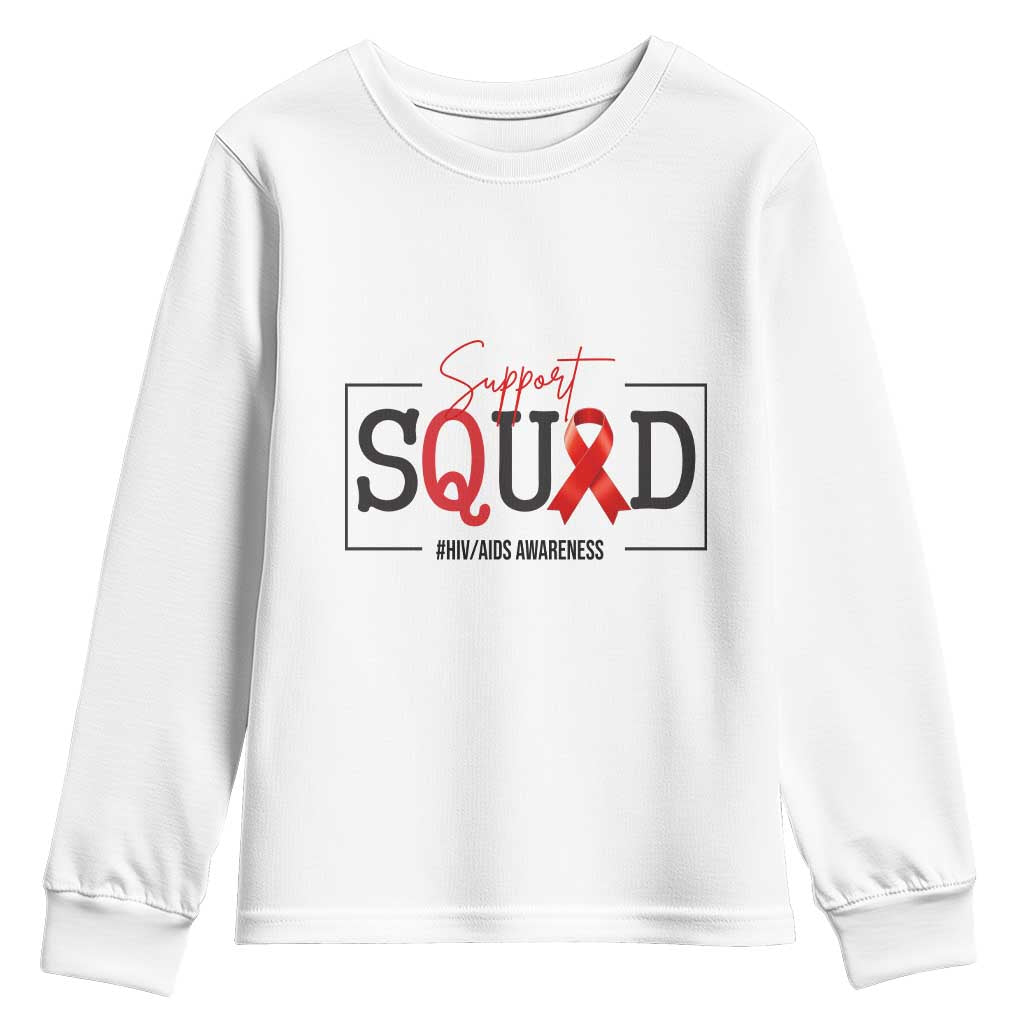 Support Squad Red Ribbon HIV AIDS Support Month Gift Youth Sweatshirt