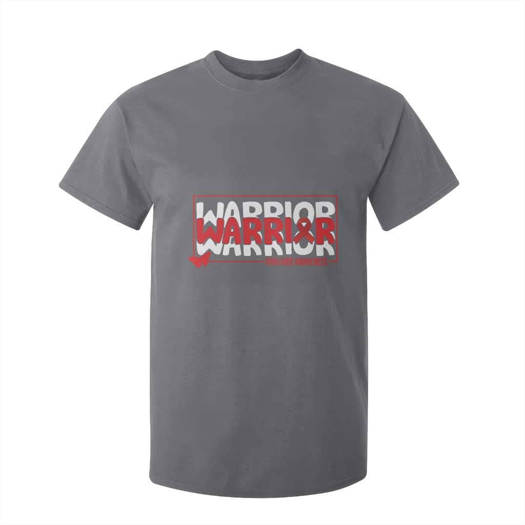 HIV Support Warrior T Shirt For Kid Red Ribbon Fighter Gift