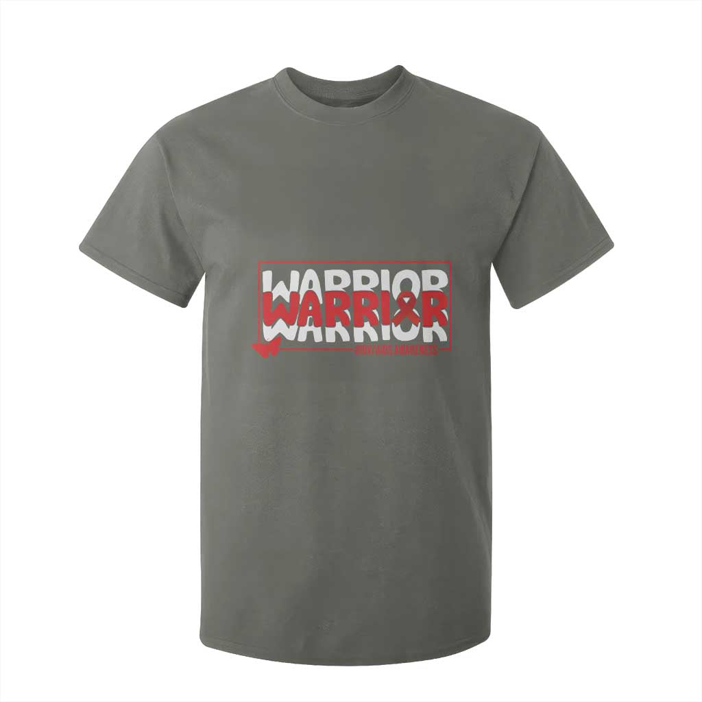 HIV Support Warrior T Shirt For Kid Red Ribbon Fighter Gift