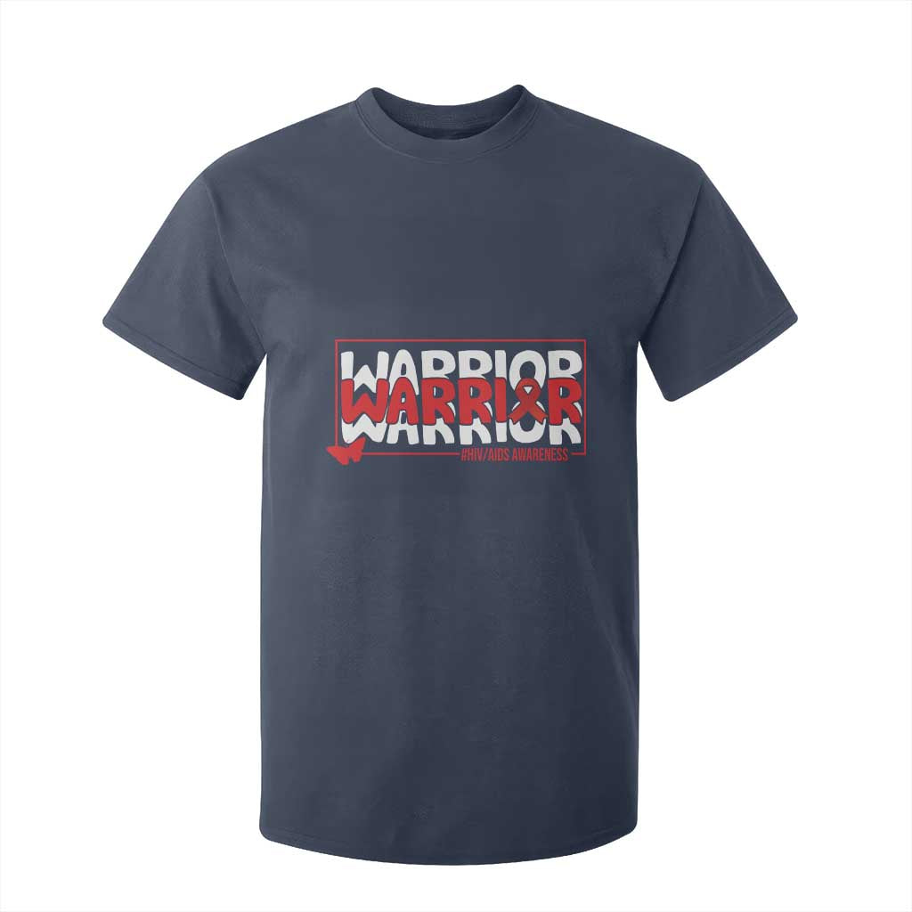 HIV Support Warrior T Shirt For Kid Red Ribbon Fighter Gift