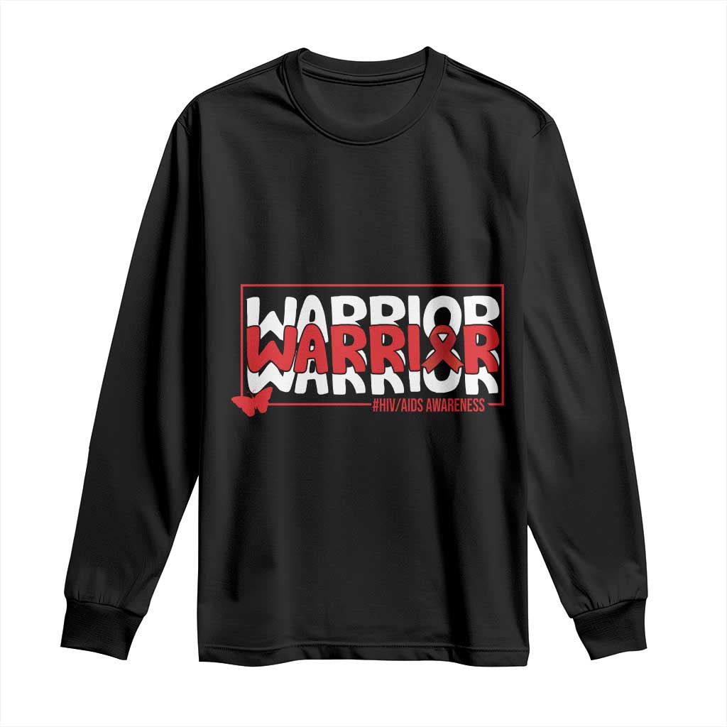 HIV Support Warrior Long Sleeve Shirt Red Ribbon Fighter Gift