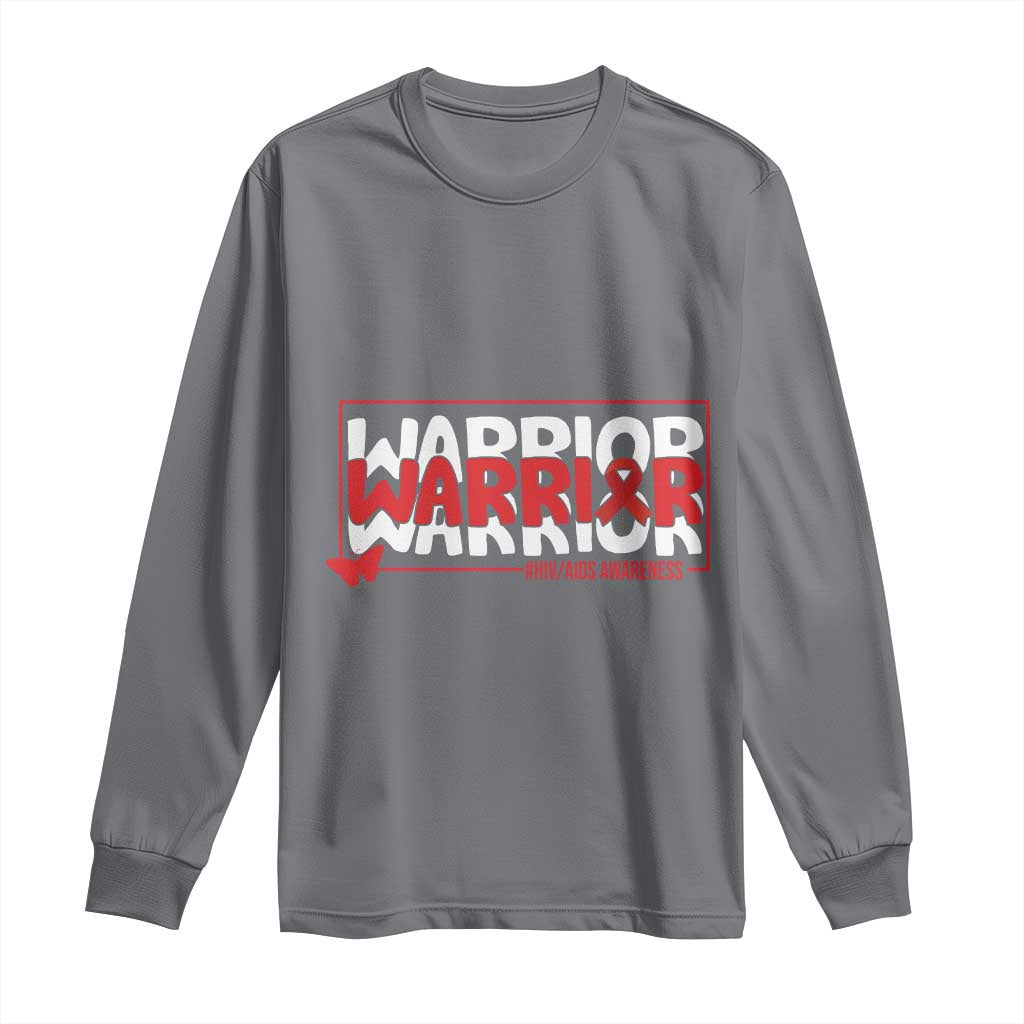 HIV Support Warrior Long Sleeve Shirt Red Ribbon Fighter Gift