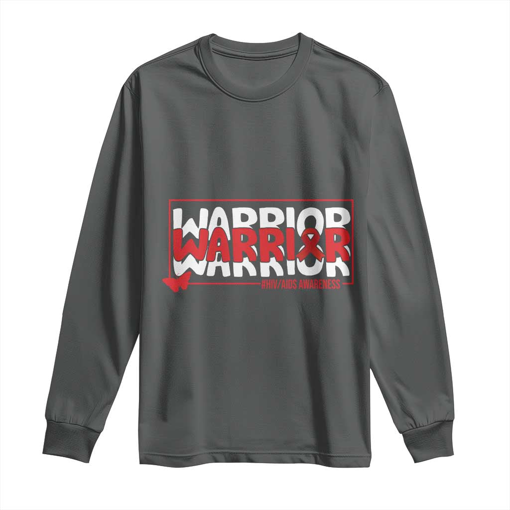 HIV Support Warrior Long Sleeve Shirt Red Ribbon Fighter Gift