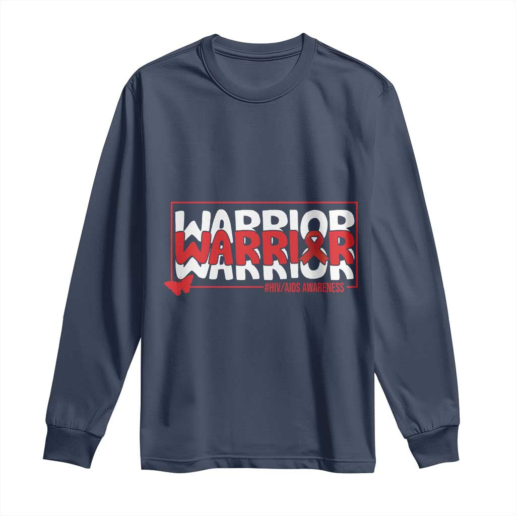 HIV Support Warrior Long Sleeve Shirt Red Ribbon Fighter Gift
