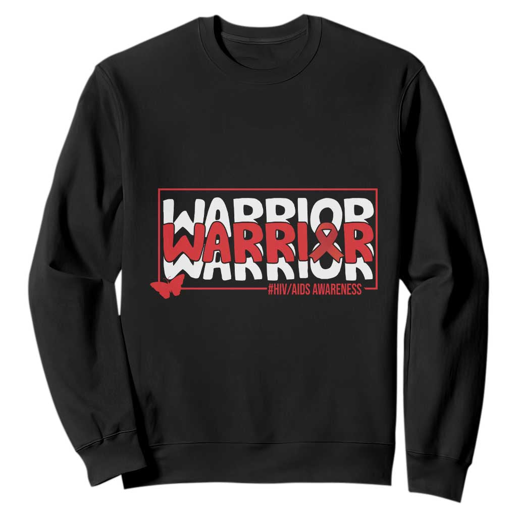 HIV Support Warrior Sweatshirt Red Ribbon Fighter Gift