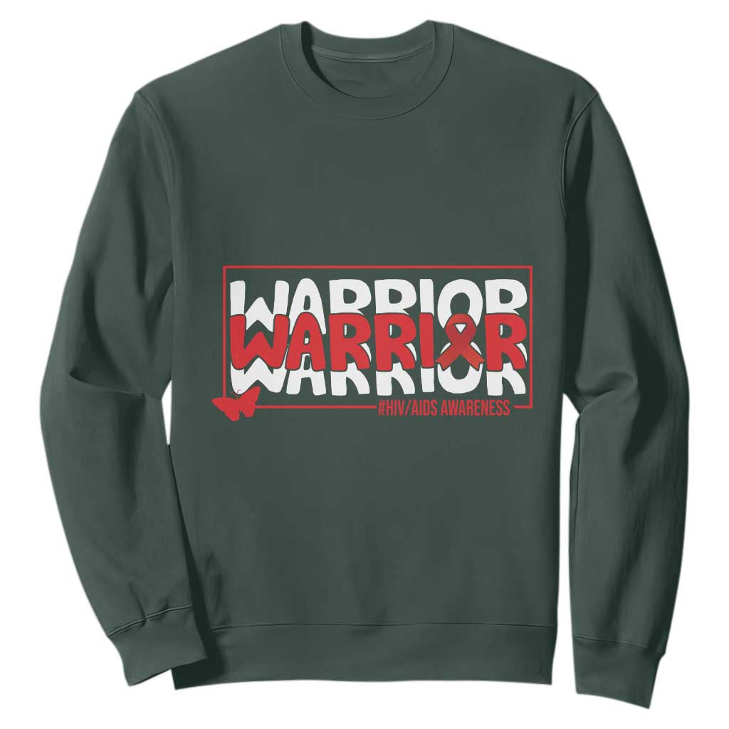 HIV Support Warrior Sweatshirt Red Ribbon Fighter Gift