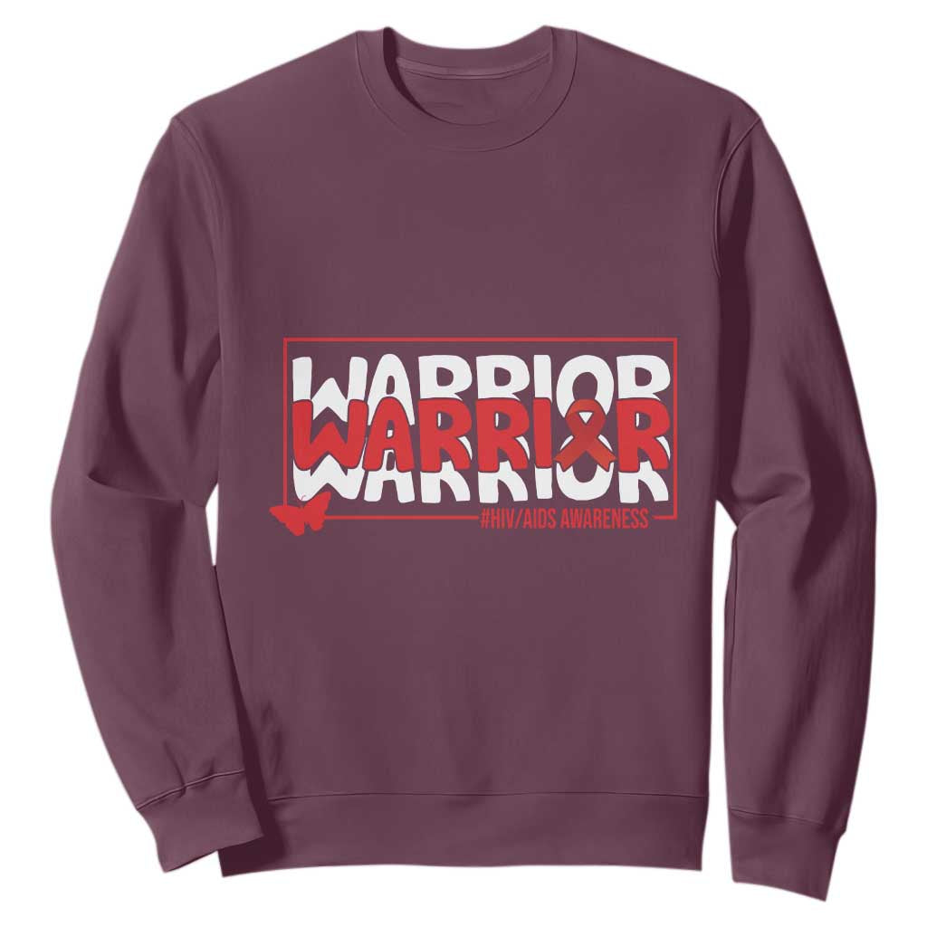 HIV Support Warrior Sweatshirt Red Ribbon Fighter Gift