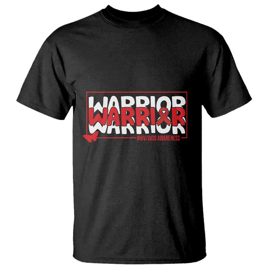 HIV Support Warrior T Shirt Red Ribbon Fighter Gift