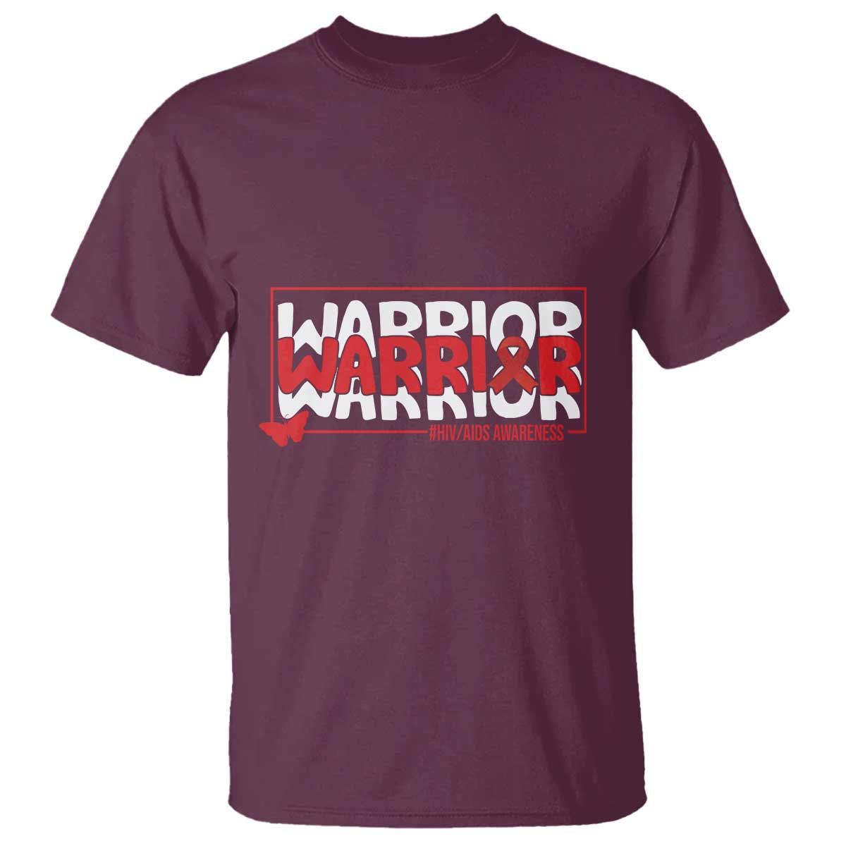 HIV Support Warrior T Shirt Red Ribbon Fighter Gift