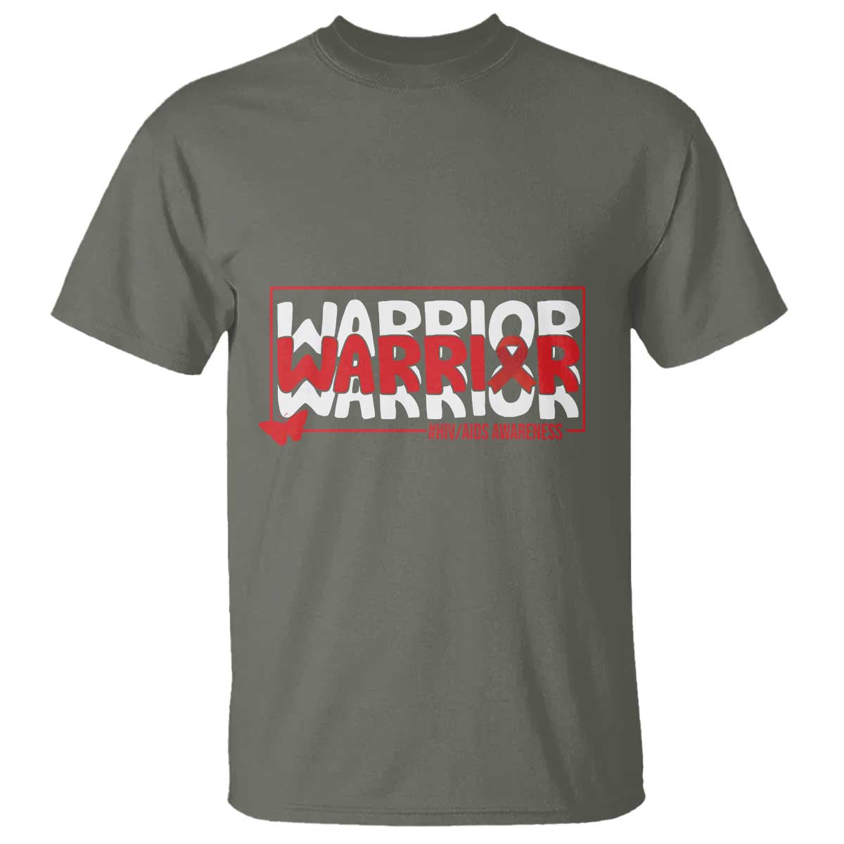 HIV Support Warrior T Shirt Red Ribbon Fighter Gift