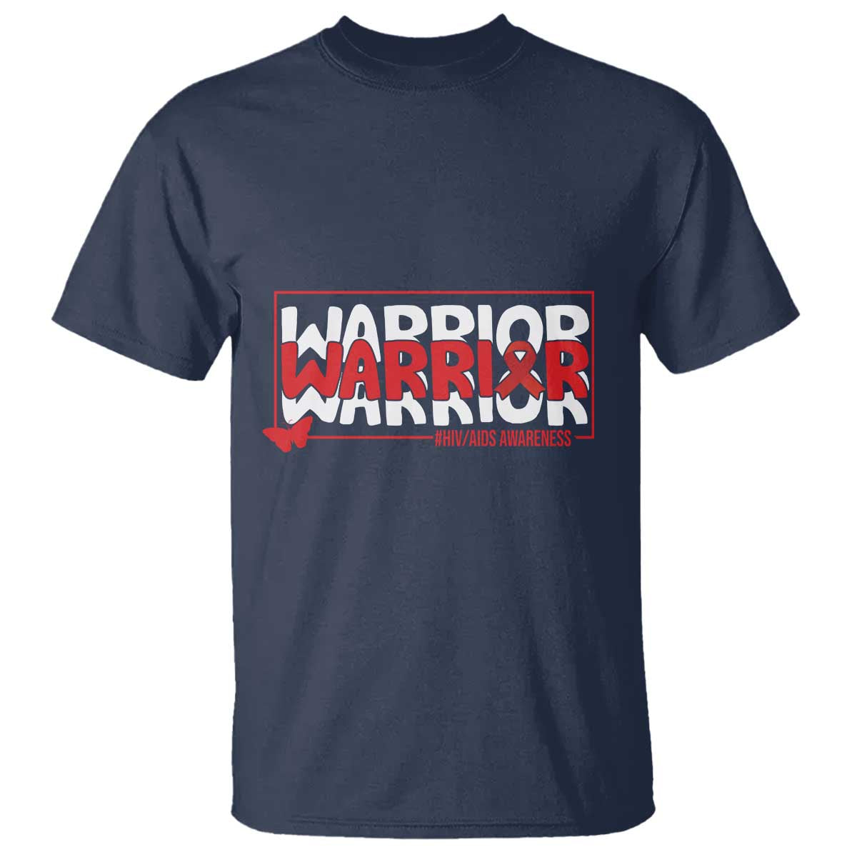 HIV Support Warrior T Shirt Red Ribbon Fighter Gift