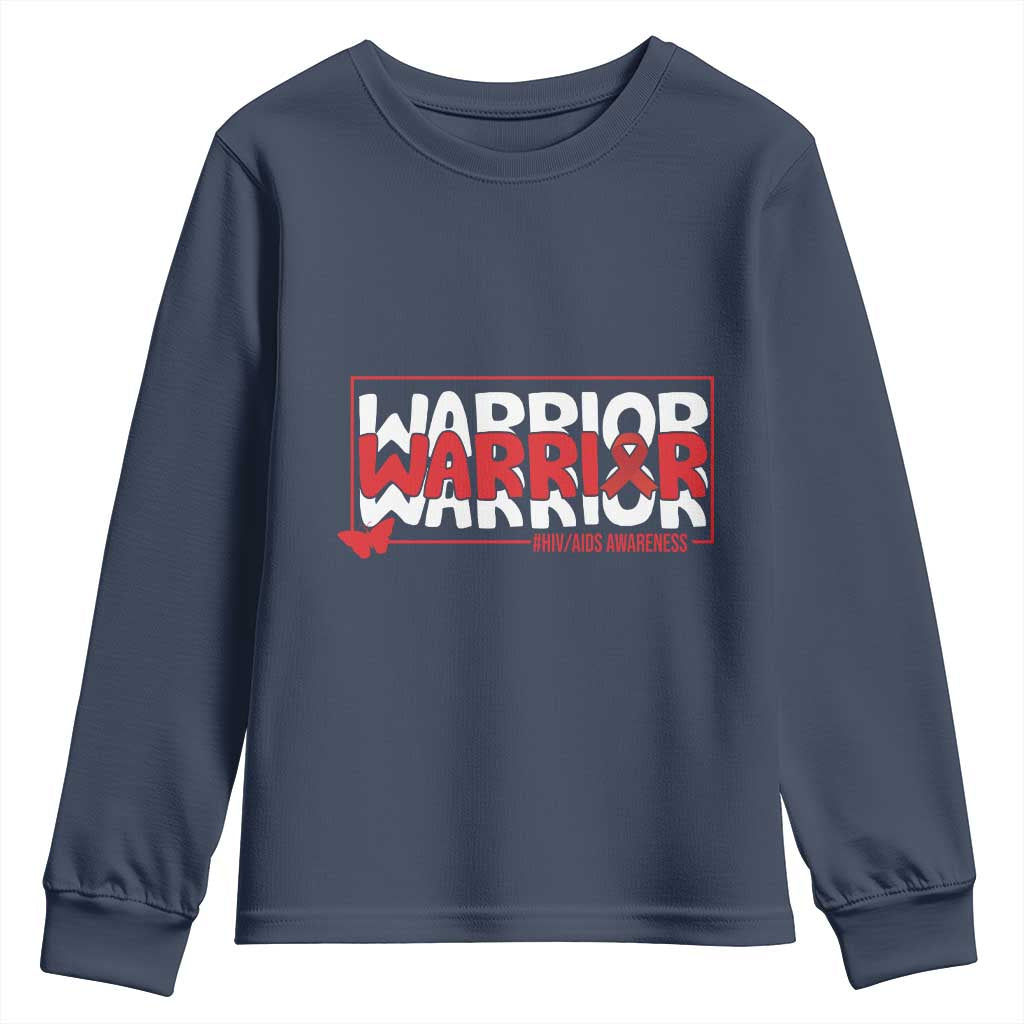 HIV Support Warrior Youth Sweatshirt Red Ribbon Fighter Gift