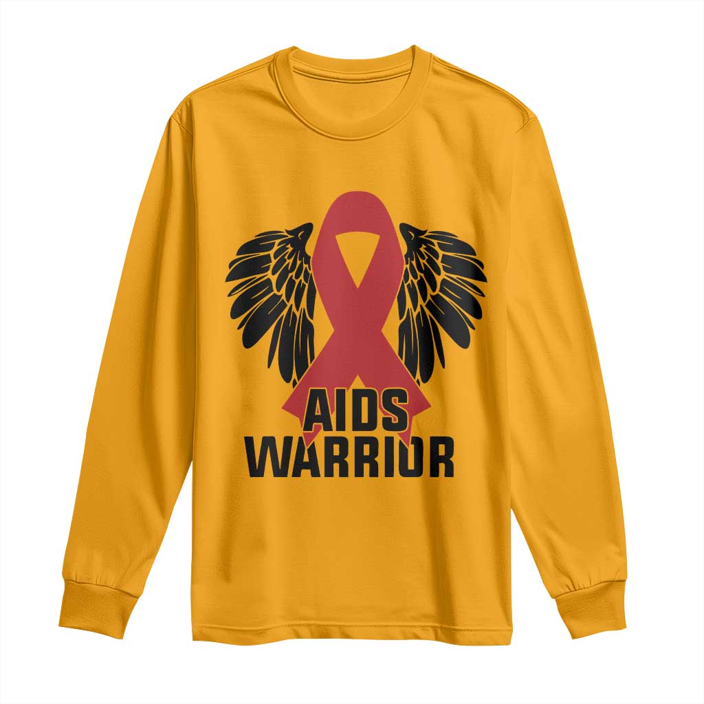 Aids Warrior Long Sleeve Shirt Red Ribbon HIV Support Gift