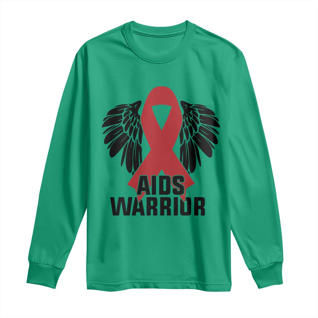 Aids Warrior Long Sleeve Shirt Red Ribbon HIV Support Gift