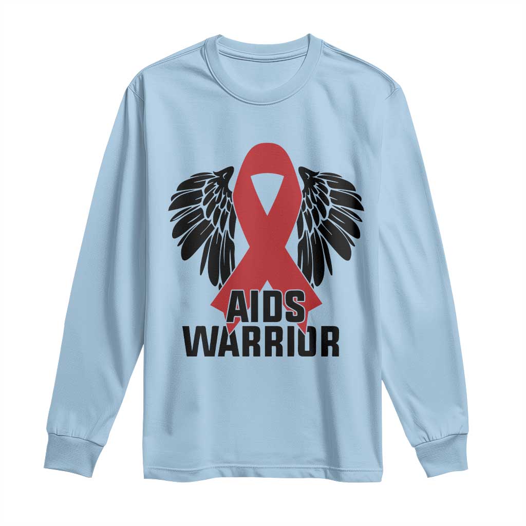 Aids Warrior Long Sleeve Shirt Red Ribbon HIV Support Gift
