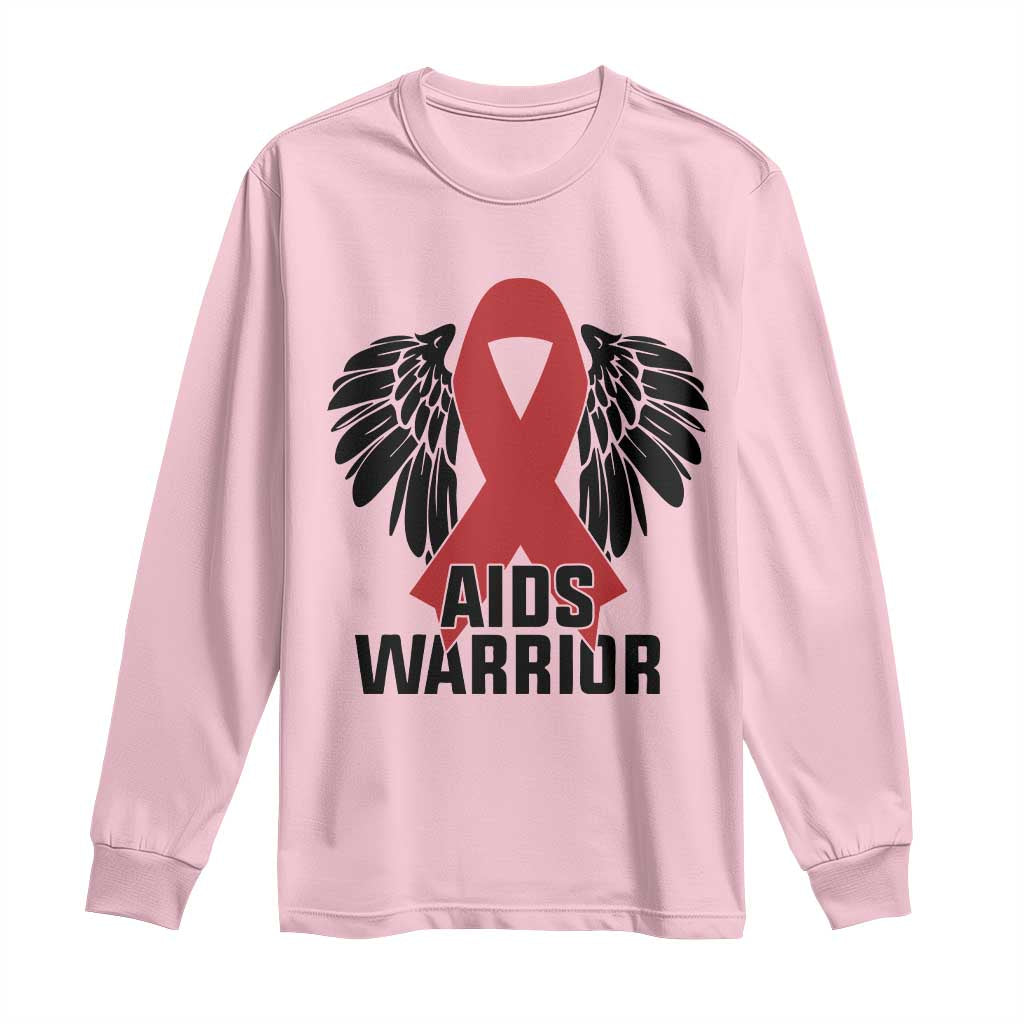 Aids Warrior Long Sleeve Shirt Red Ribbon HIV Support Gift