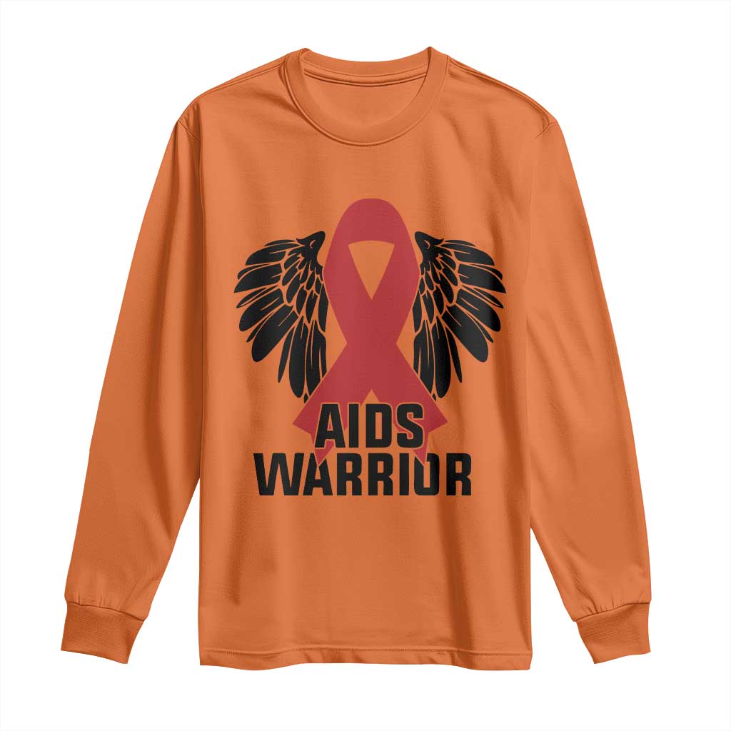 Aids Warrior Long Sleeve Shirt Red Ribbon HIV Support Gift
