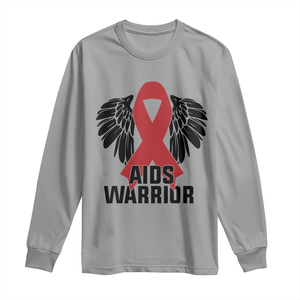 Aids Warrior Long Sleeve Shirt Red Ribbon HIV Support Gift