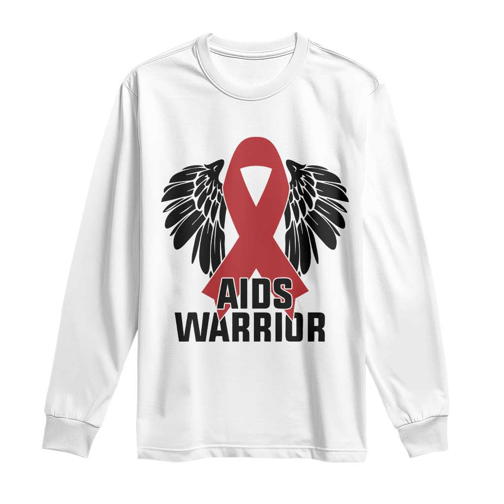 Aids Warrior Long Sleeve Shirt Red Ribbon HIV Support Gift