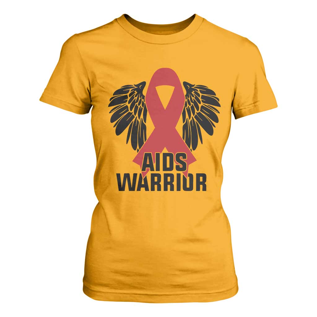 Aids Warrior T Shirt For Women Red Ribbon HIV Support Gift