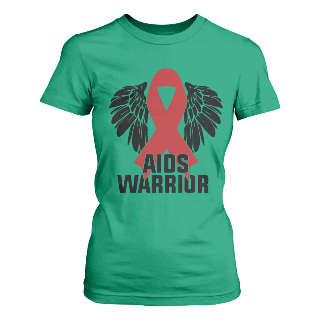 Aids Warrior T Shirt For Women Red Ribbon HIV Support Gift