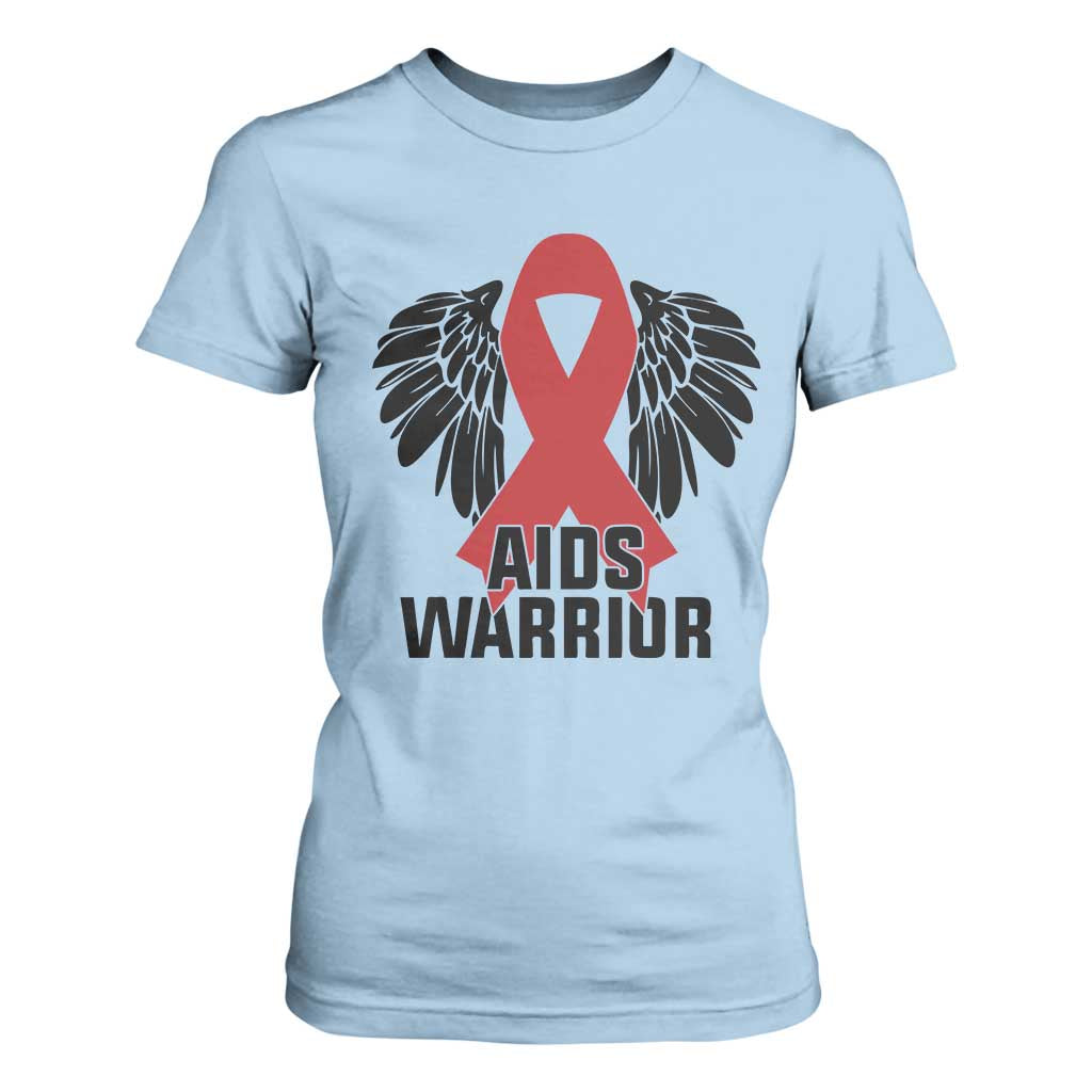 Aids Warrior T Shirt For Women Red Ribbon HIV Support Gift